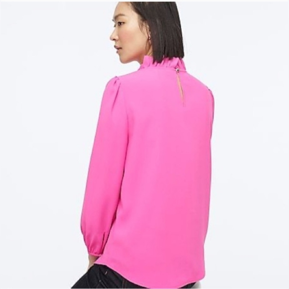J. Crew Pink Ruffle Neck Blouse - Picture 3 of 3